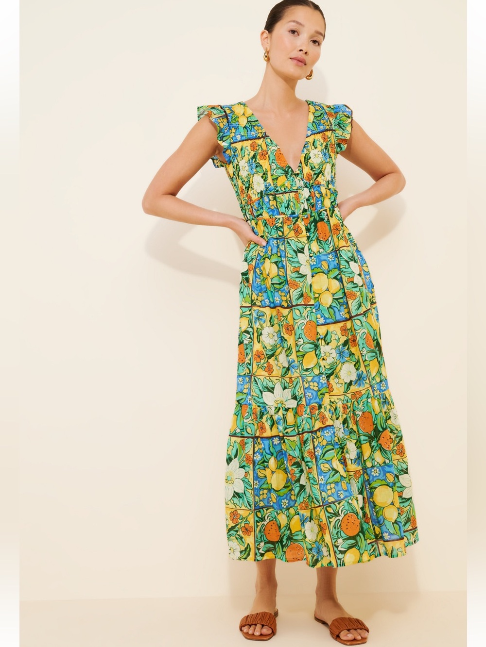 Anthropologie Peregrine Flutter Sleeve Maxi Dress
